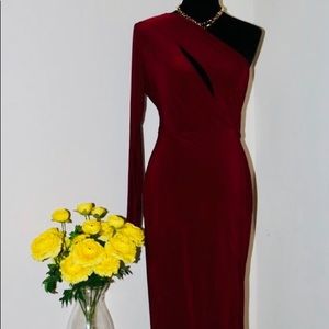Burgundy one shoulder dress